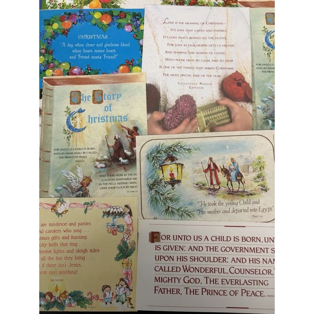 Vintage Christmas Cards Fronts ONLY Bible  Verses More Scrapbooking Crafts 50+